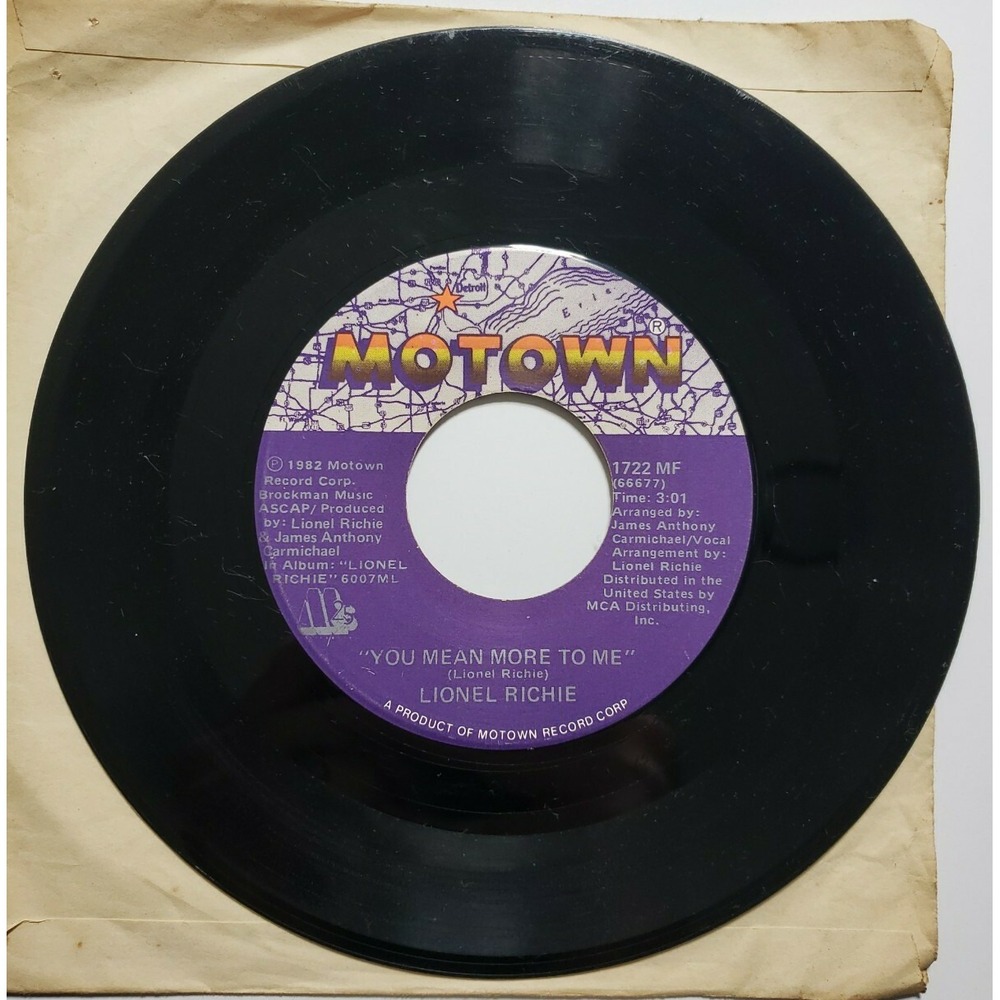 1983 Lionel Richie: Hello/You Mean More To Me [VG] 45RPM 7" record (Motown) Funk